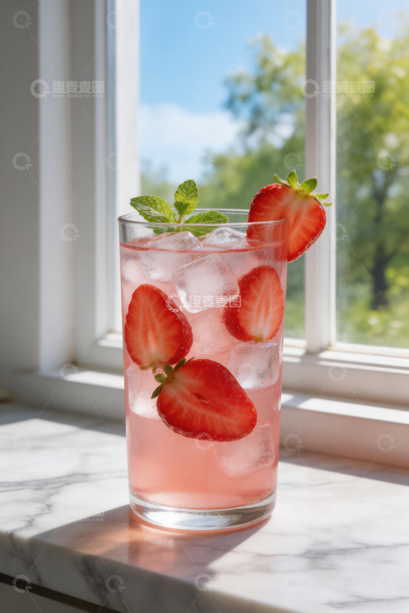 高清大图下载【趣麦麦图】夏日清凉草莓饮品摄影