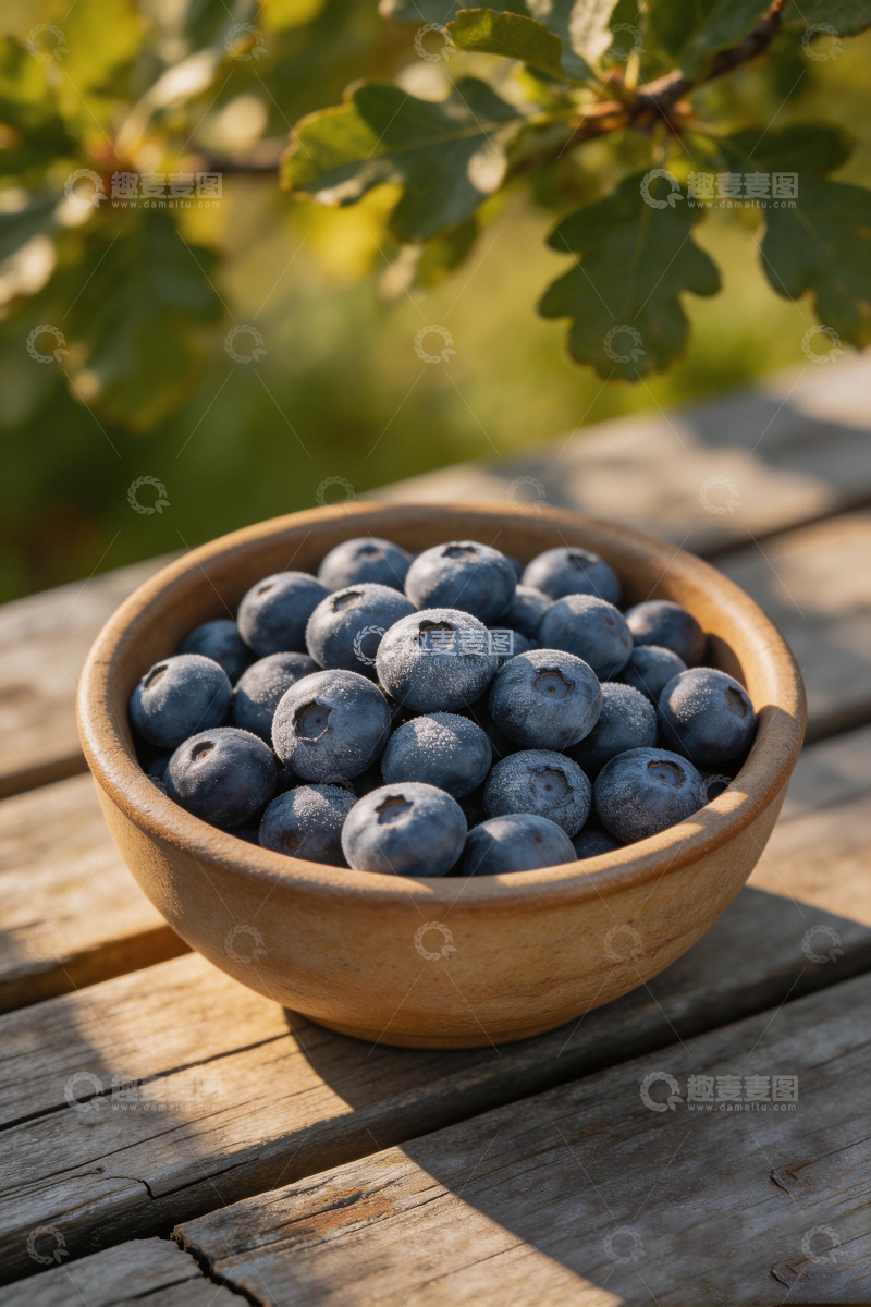 高清大图下载【趣麦麦图】木碗蓝莓自然风光摄影