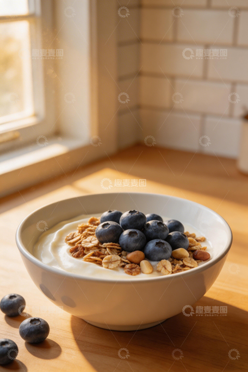 高清大图下载【趣麦麦图】阳光早餐酸奶碗美食摄影