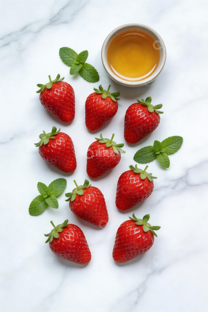 高清大图下载【趣麦麦图】清新草莓薄荷果酱美食摄影