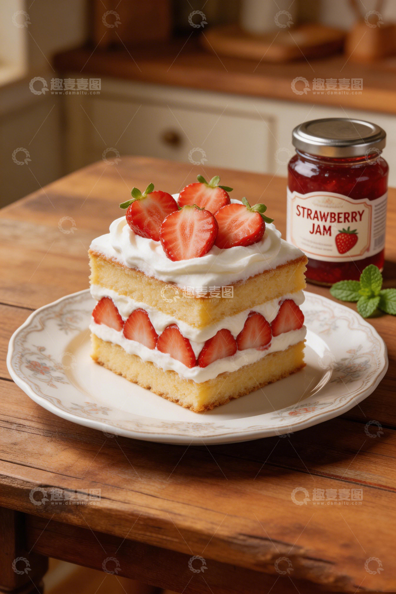 高清大图下载【趣麦麦图】温馨厨房草莓蛋糕美食摄影