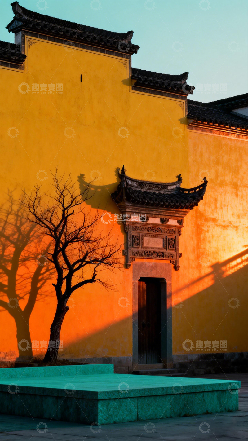 高清大图下载【趣麦麦图】黄昏古建光影美景