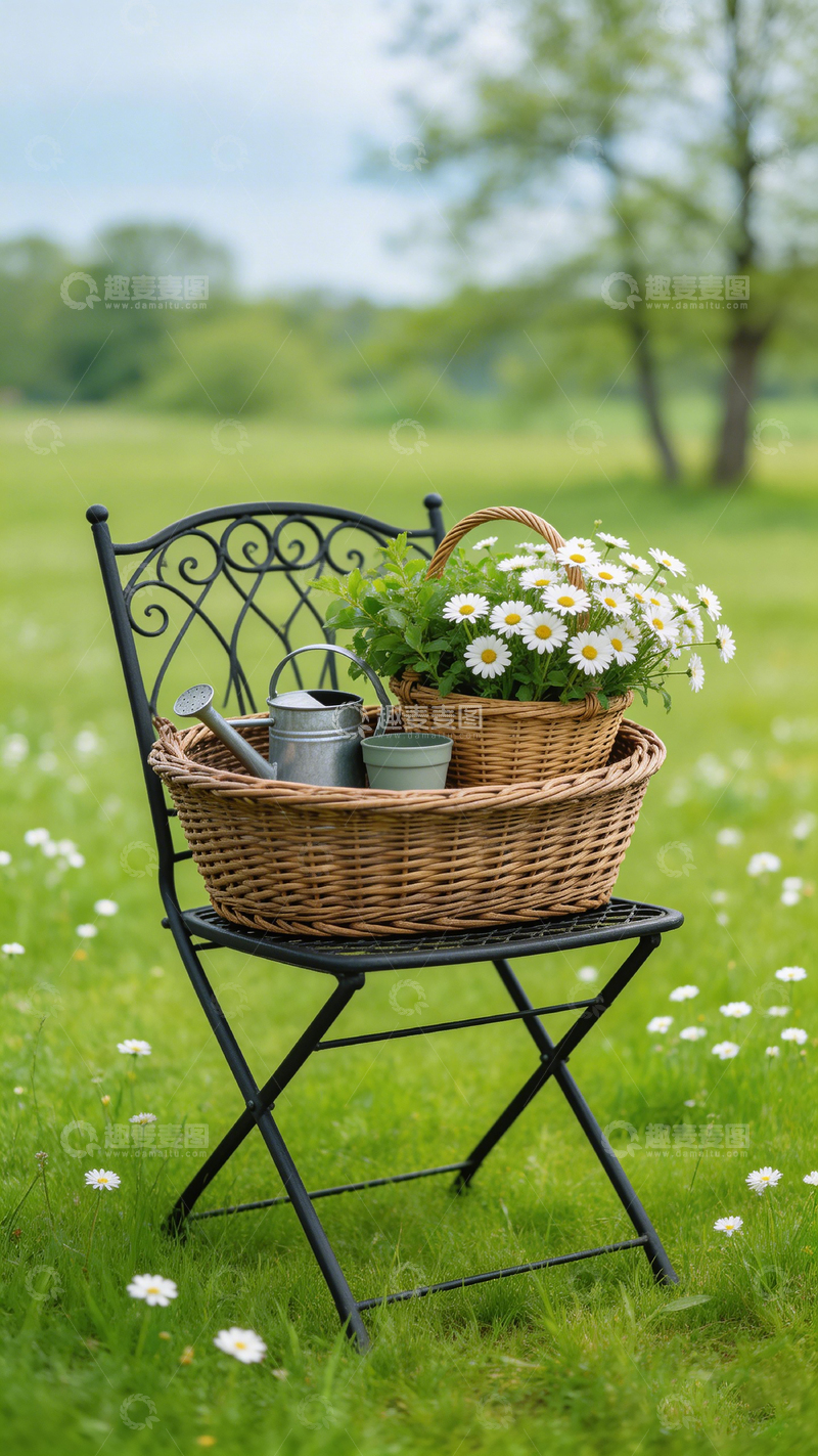 高清大图下载【趣麦麦图】田园风花篮户外休闲摄影图片