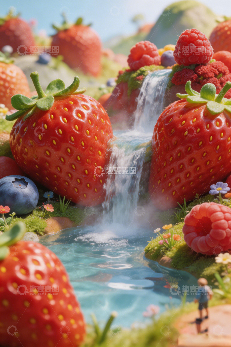高清大图下载【趣麦麦图】奇幻水果山水景观