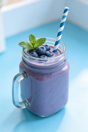 蓝莓奶昔玻璃杯饮品