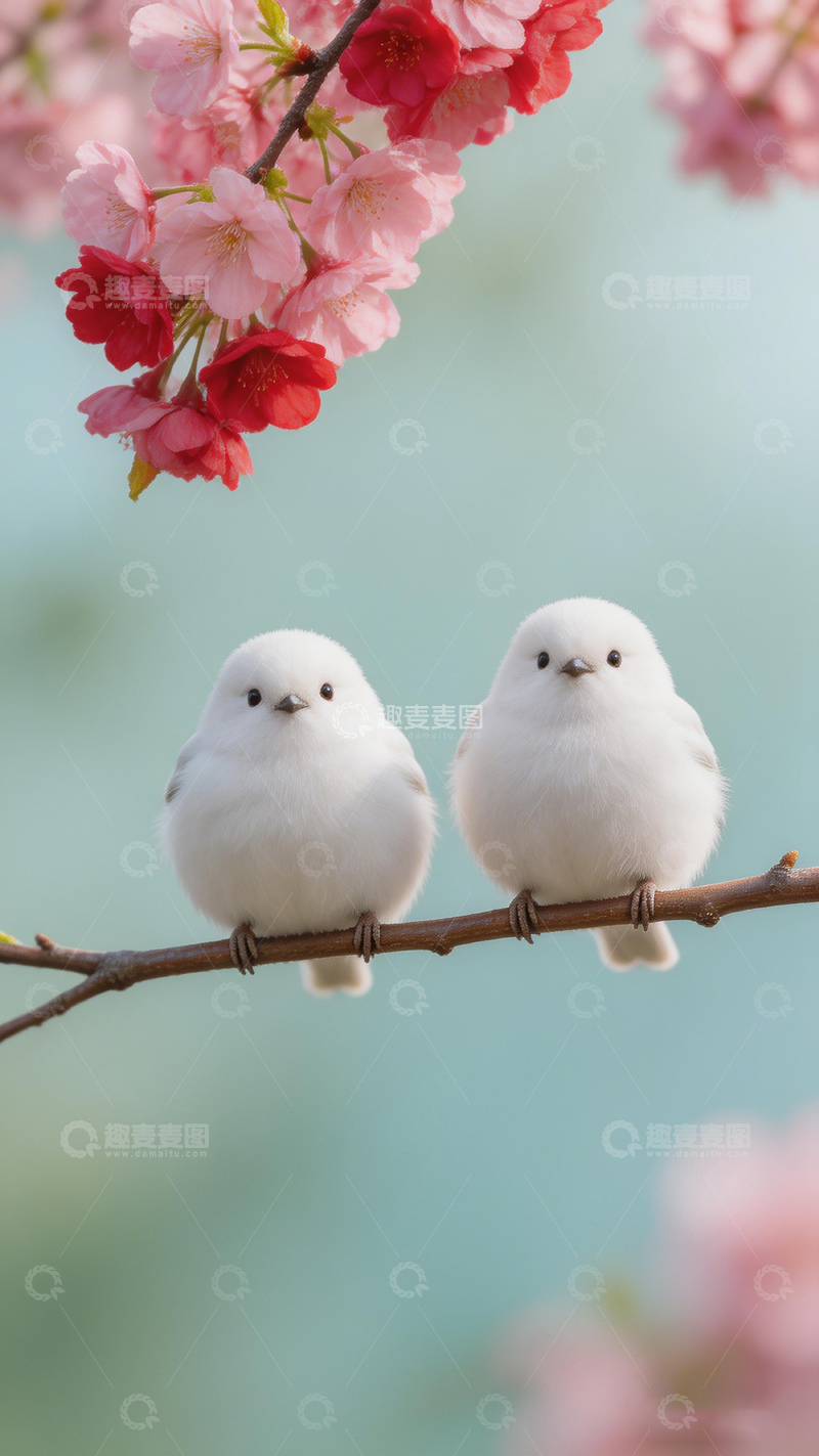 高清大图下载【趣麦麦图】春日樱花小鸟风光摄影