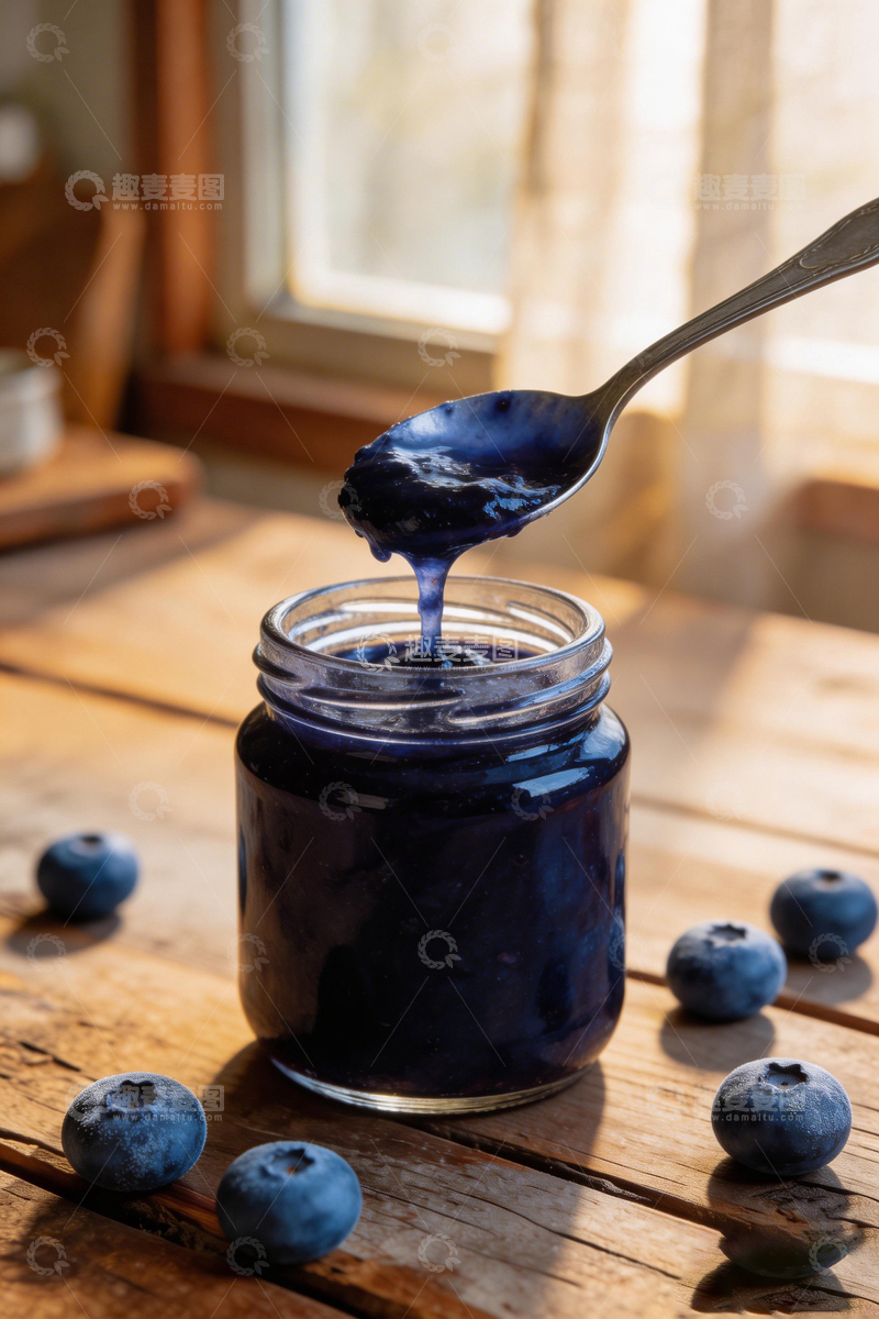 高清大图下载【趣麦麦图】阳光蓝莓果酱美食摄影