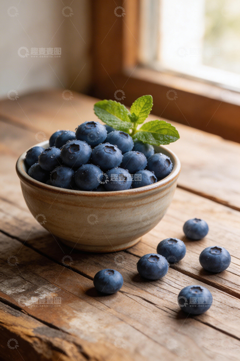 高清大图下载【趣麦麦图】木桌蓝莓静物摄影