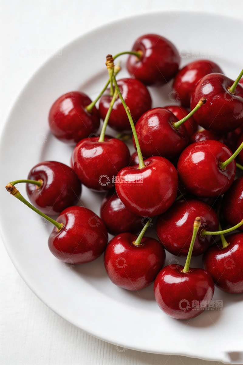 高清大图下载【趣麦麦图】白盘樱桃鲜艳诱人