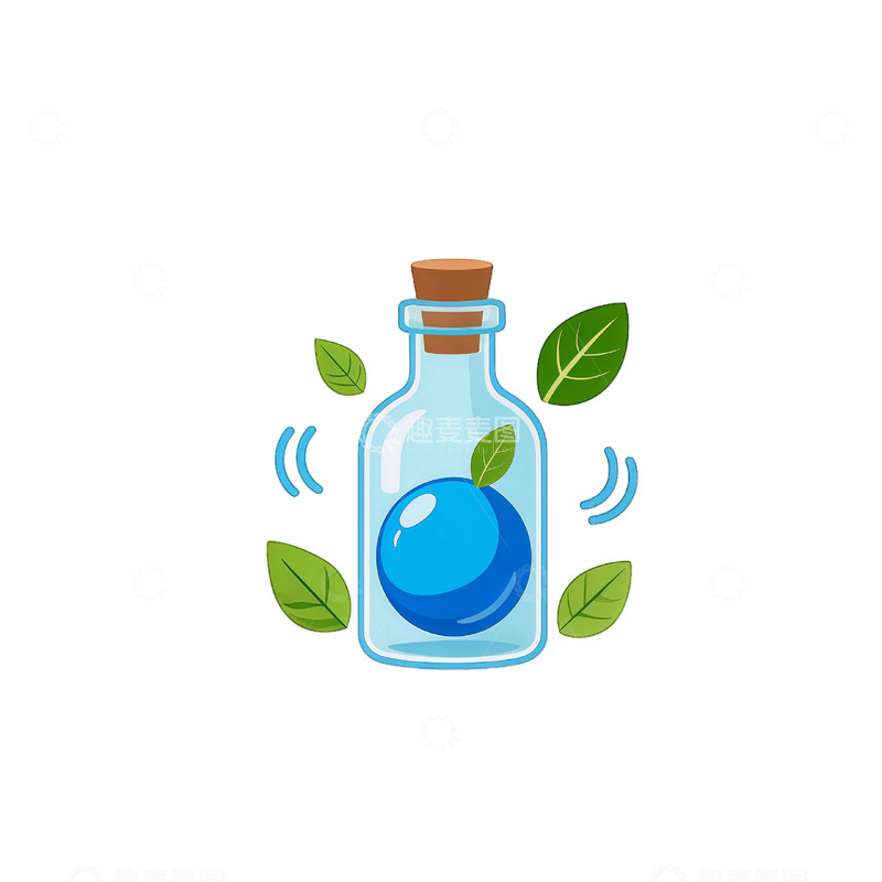 高清大图下载【趣麦麦图】简约玻璃瓶插画设计素材