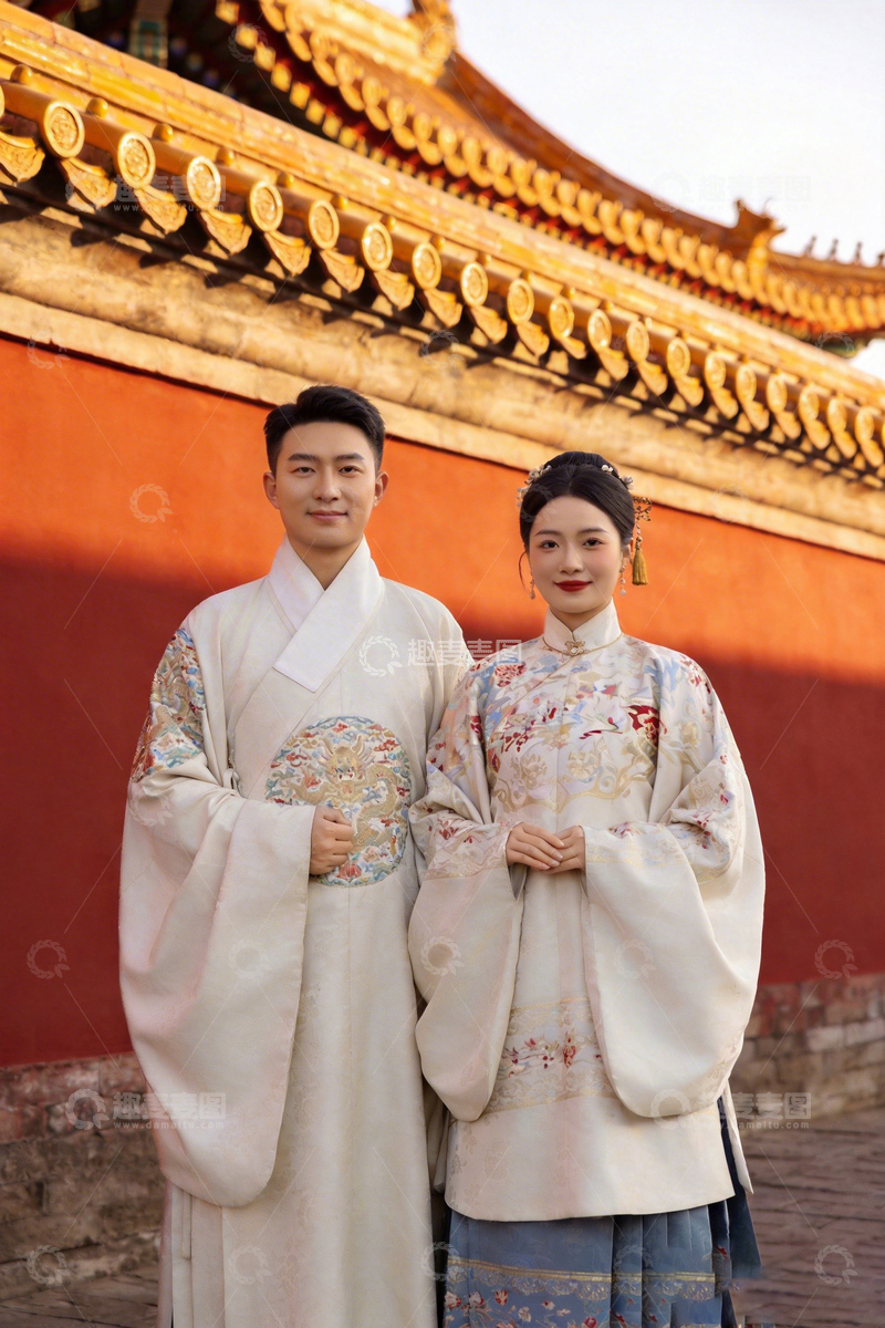 高清大图下载【趣麦麦图】汉服情侣故宫摄影