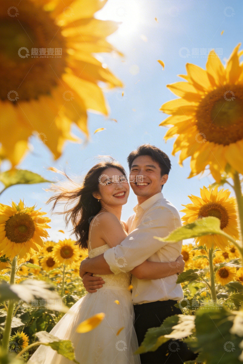 高清大图下载【趣麦麦图】向日葵花海浪漫婚纱写真
