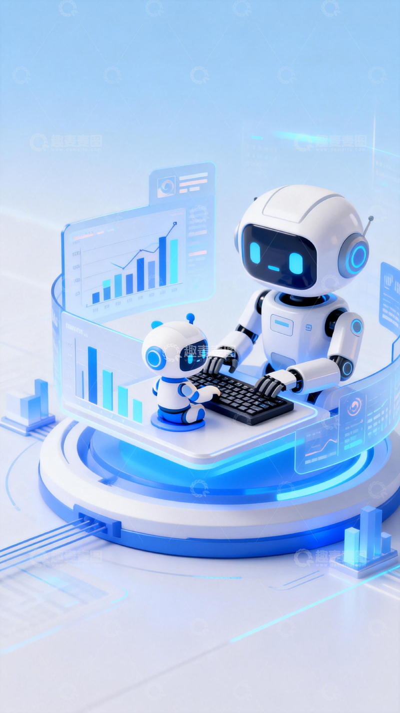 高清大图下载【趣麦麦图】未来科技机器人办公图