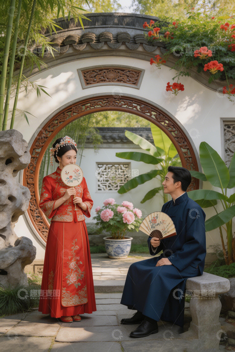 高清大图下载【趣麦麦图】古典园林中式婚礼摄影