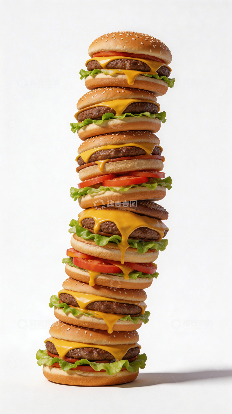 高清大图下载【趣麦麦图】高塔汉堡美食摄影图片