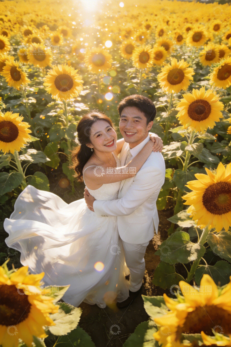 高清大图下载【趣麦麦图】浪漫向日葵花海婚纱照