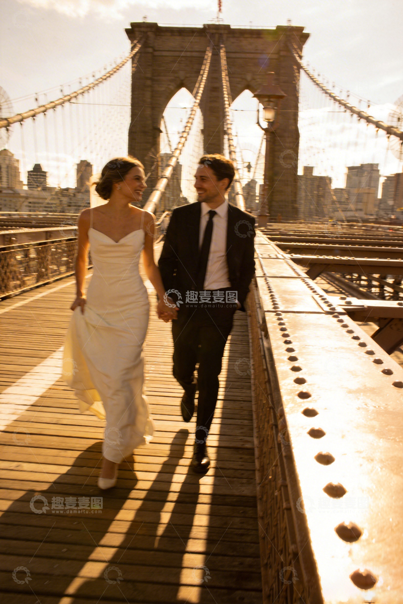 高清大图下载【趣麦麦图】布鲁克林桥婚礼浪漫摄影