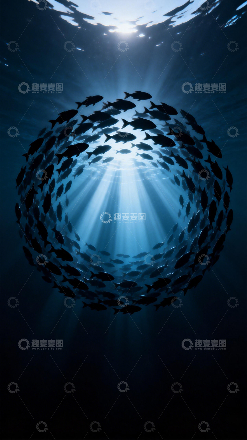 高清大图下载【趣麦麦图】深海鱼群圆阵奇观