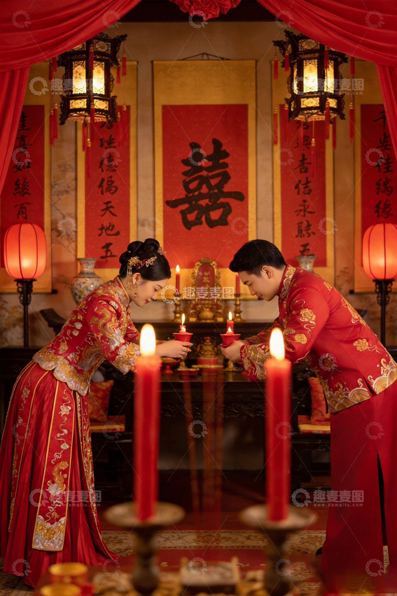 高清大图下载【趣麦麦图】中式婚礼仪式喜庆场景