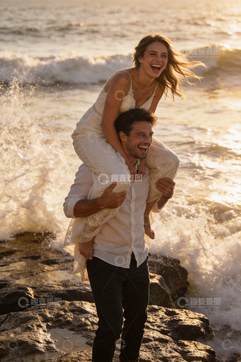 高清大图下载【趣麦麦图】海边浪漫婚纱情侣写真