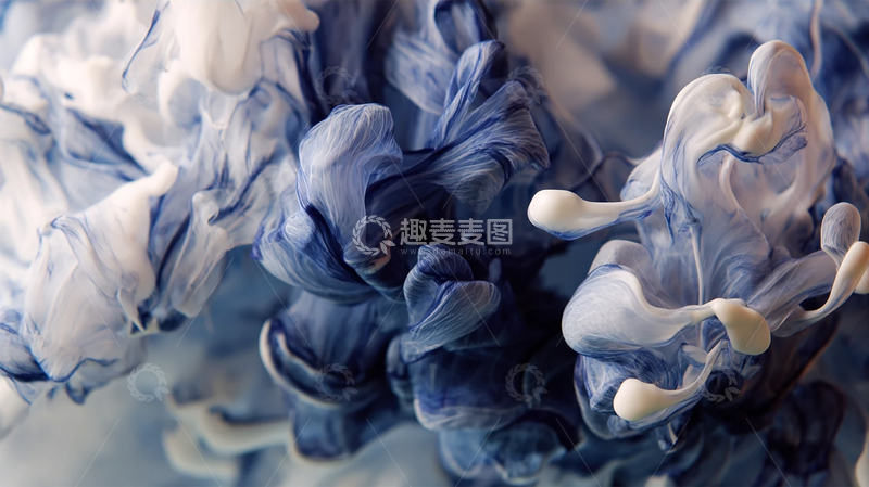 高清大图下载【趣麦麦图】蓝白交融的水墨梦境