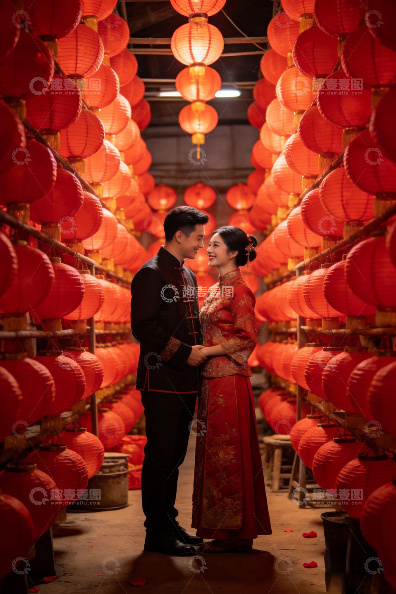 高清大图下载【趣麦麦图】传统中式婚礼红灯笼场景