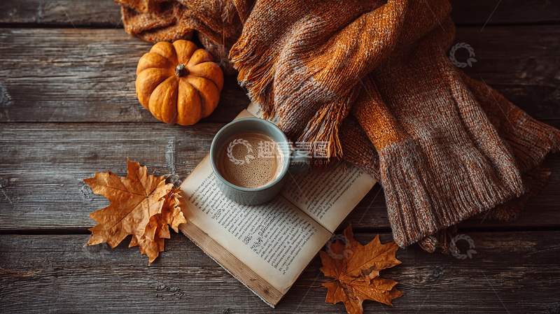 高清大图下载【趣麦麦图】秋日午后咖啡时光