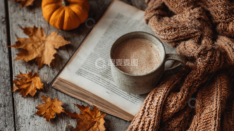 高清大图下载【趣麦麦图】秋日暖意浓浓的咖啡时光