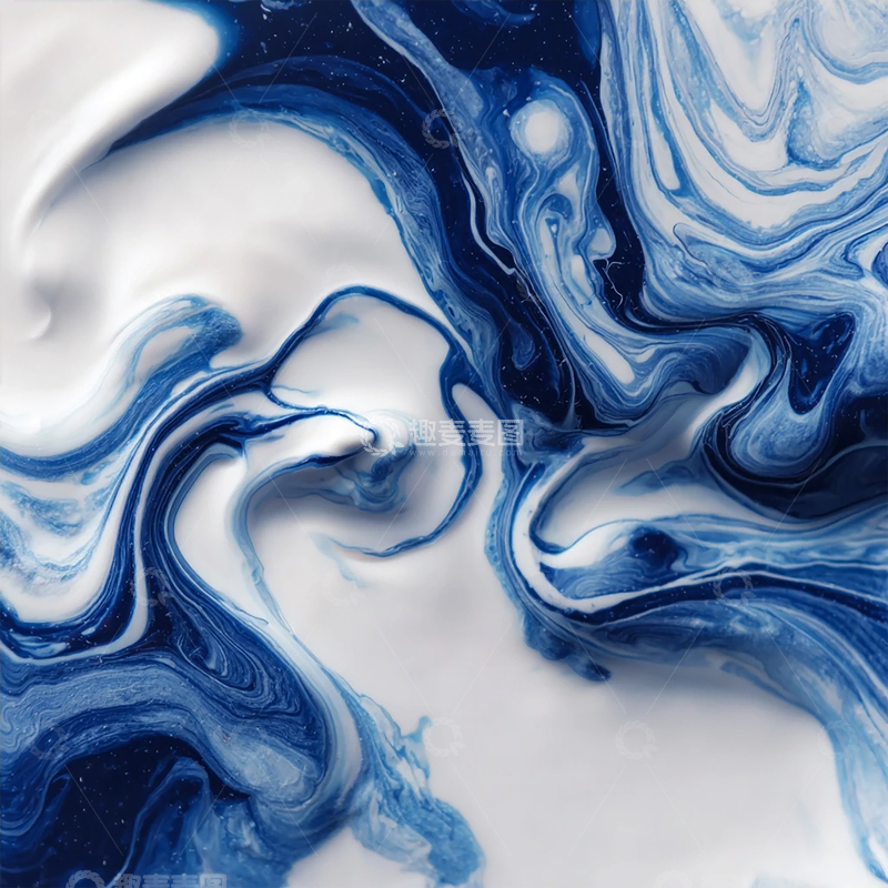 高清大图下载【趣麦麦图】蓝白交织的液态梦境