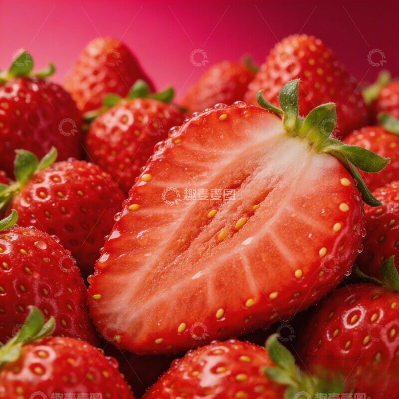 高清大图下载【趣麦麦图】鲜艳草莓特写摄影1
