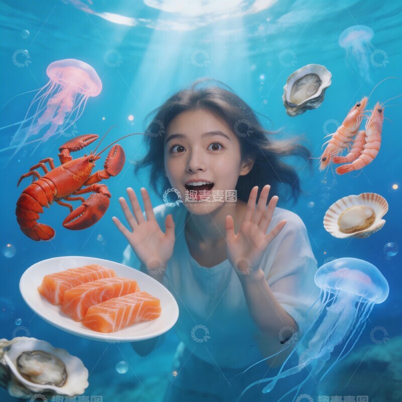 高清大图下载【趣麦麦图】梦幻海底海鲜美景创意摄影