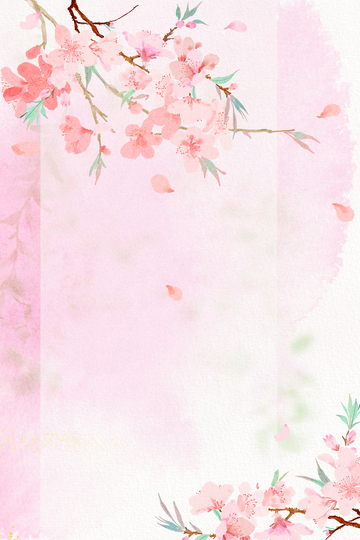 水彩桃花春季浪漫装饰背景