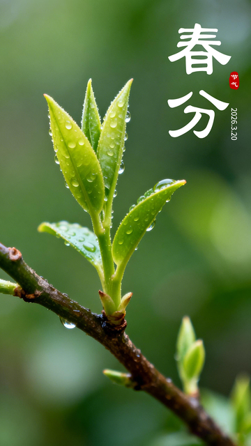 春分节气清新绿色海报
