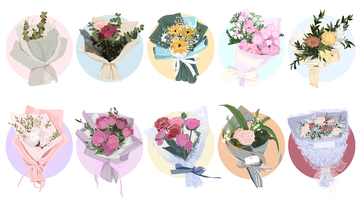 卡通花束插画设计素材