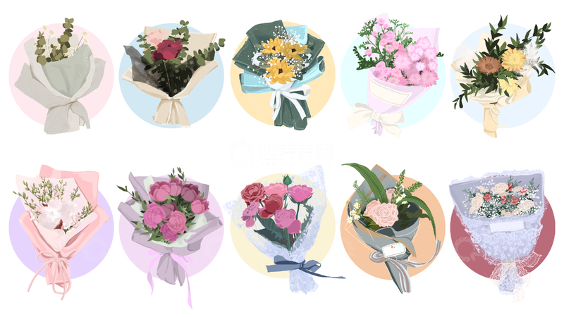 源文件下载【趣麦麦图】卡通花束插画设计素材