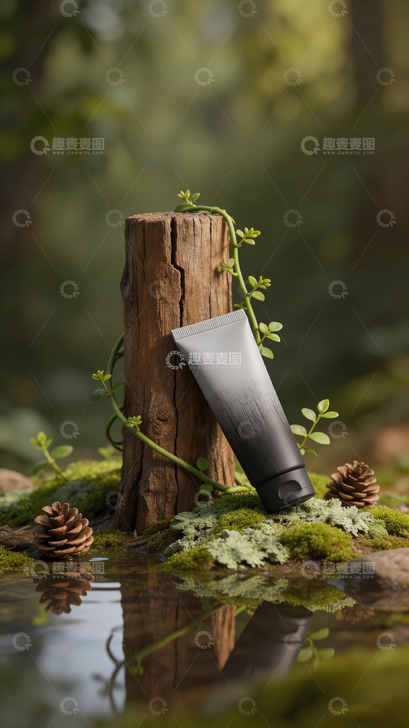 高清大图下载【趣麦麦图】森林风格护肤品展示