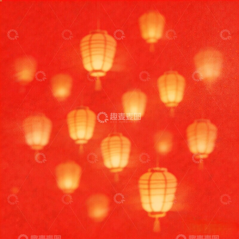 高清大图下载【趣麦麦图】红色灯笼喜庆背景1