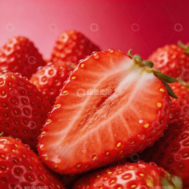 高清大图下载【趣麦麦图】新鲜草莓特写摄影7