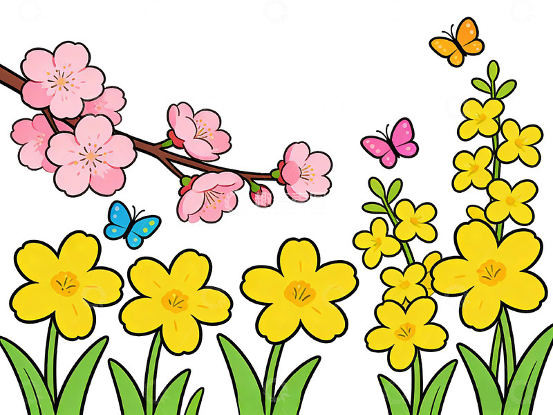 高清大图下载【趣麦麦图】春日花卉插画设计素材