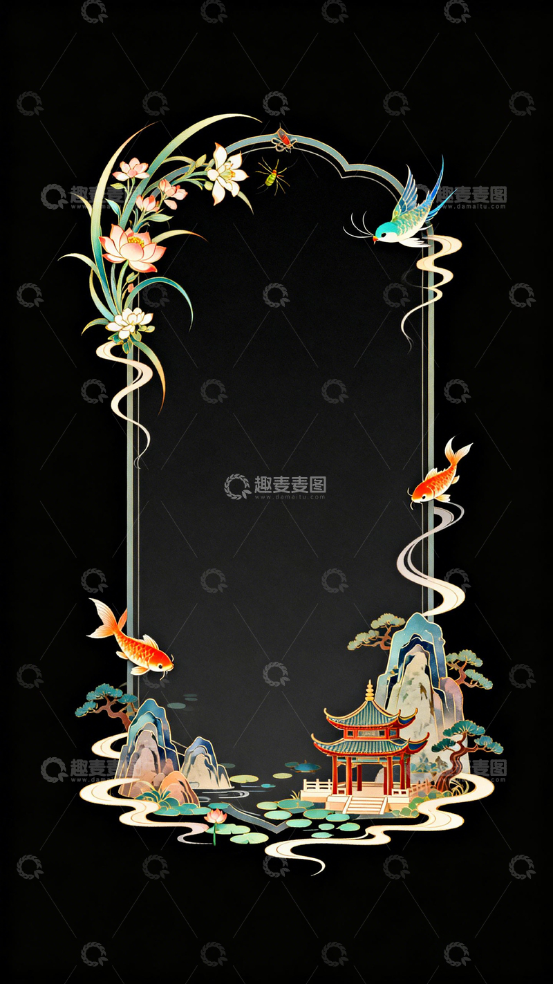 高清大图下载【趣麦麦图】中式古风装饰框图案设计