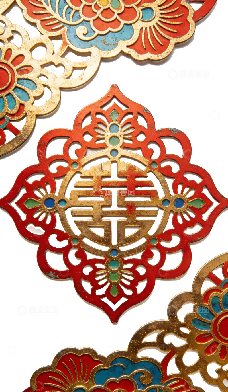 高清大图下载【趣麦麦图】传统中式喜字剪纸装饰图案