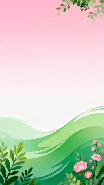 淡雅春意山水插画背景