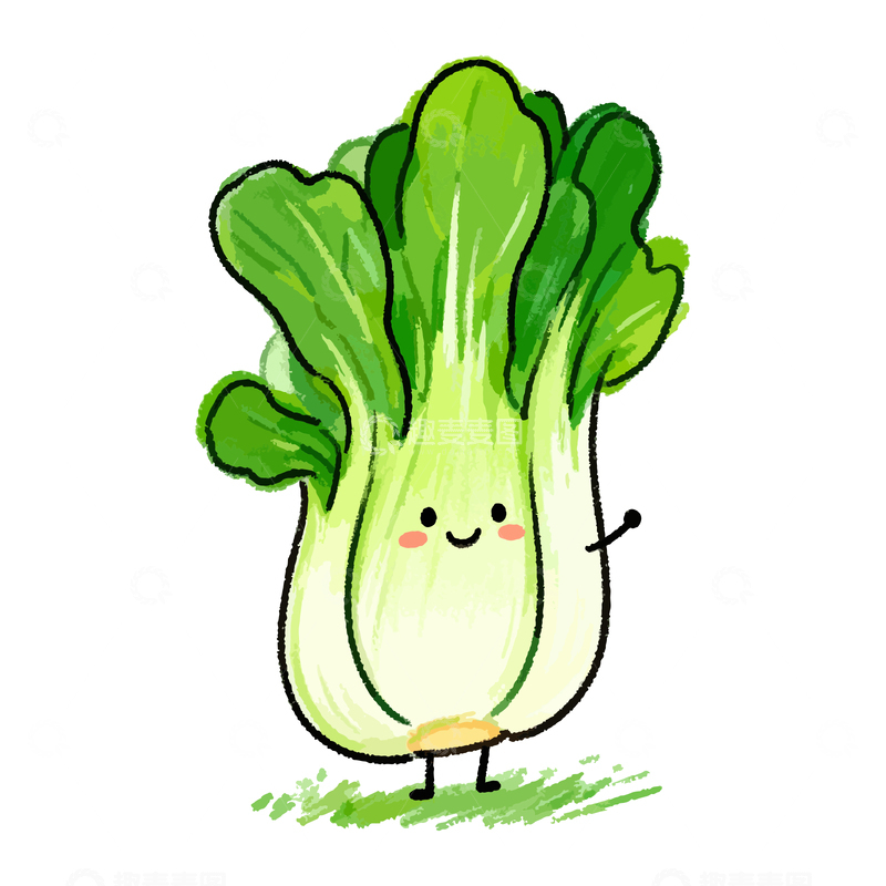 源文件下载【趣麦麦图】可爱卡通青菜插图