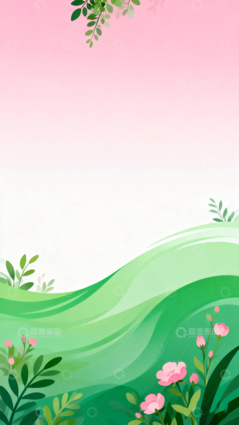 高清大图下载【趣麦麦图】清新田园风光插画背景