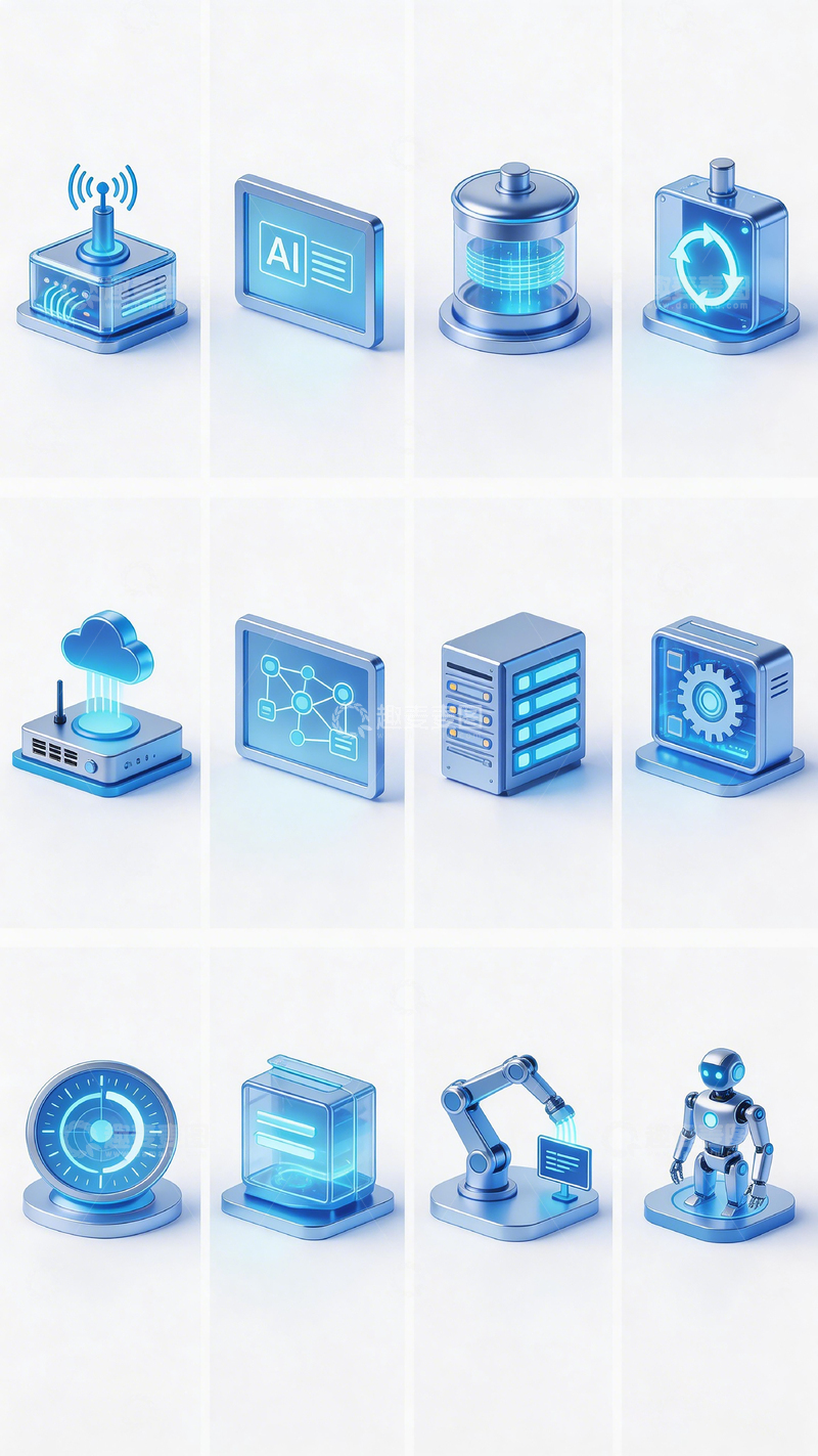 高清大图下载【趣麦麦图】科技感图标插画设计素材