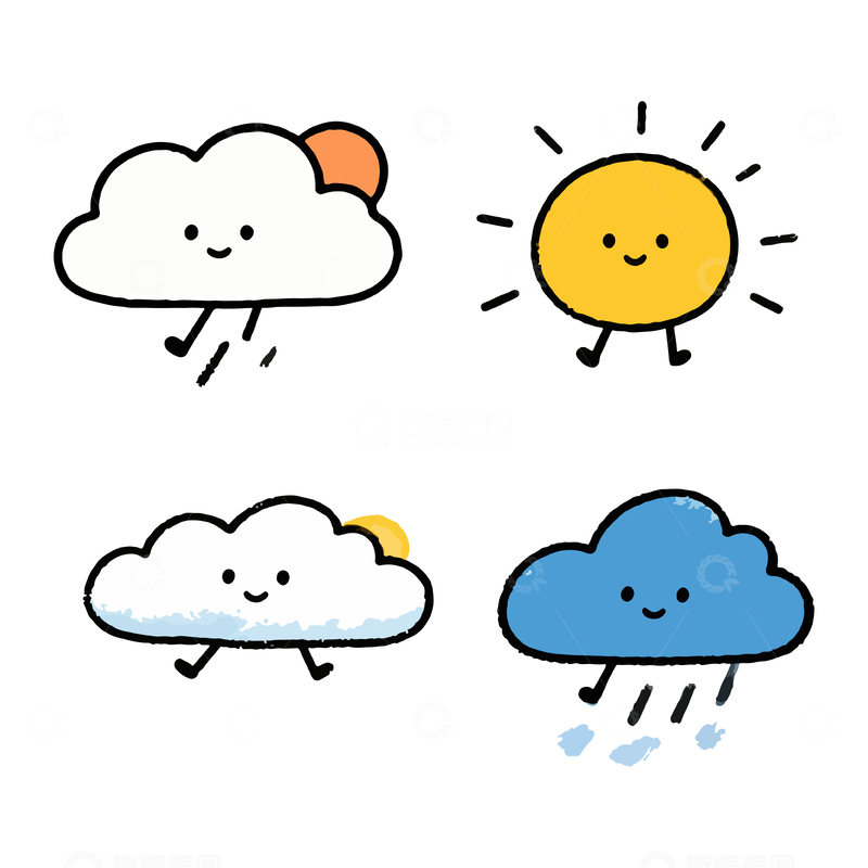 源文件下载【趣麦麦图】卡通天气表情符号插画素材