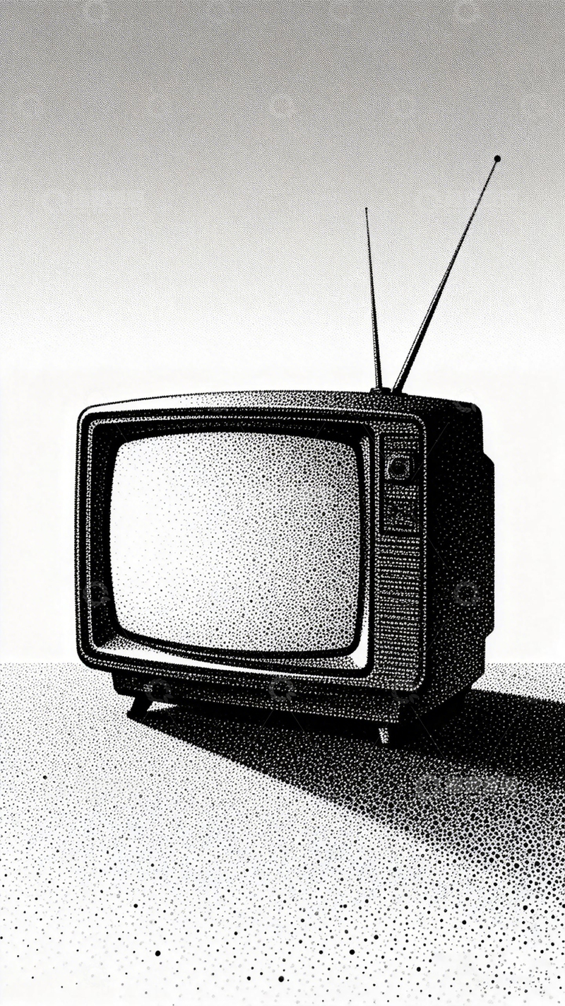 高清大图下载【趣麦麦图】复古电视机黑白插画