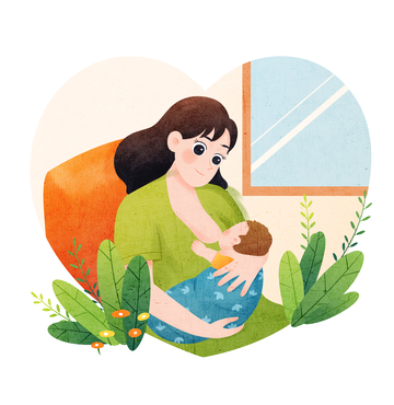 母亲温馨哺乳瞬间插画