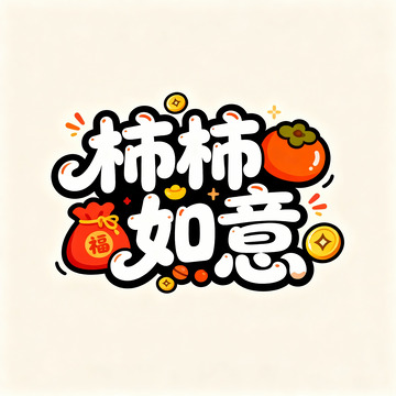 柿柿如意手绘字体设计