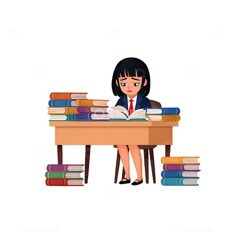 高清大图下载【趣麦麦图】卡通学习场景插画素材